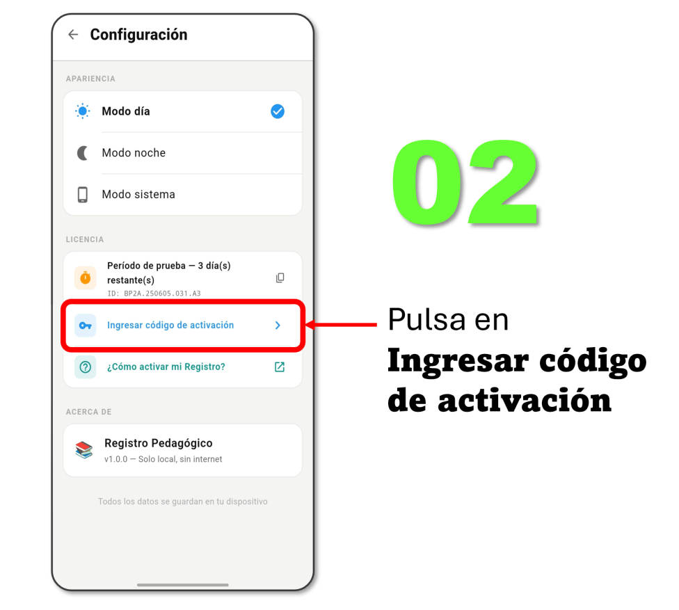 Activar Registro Pedagogico