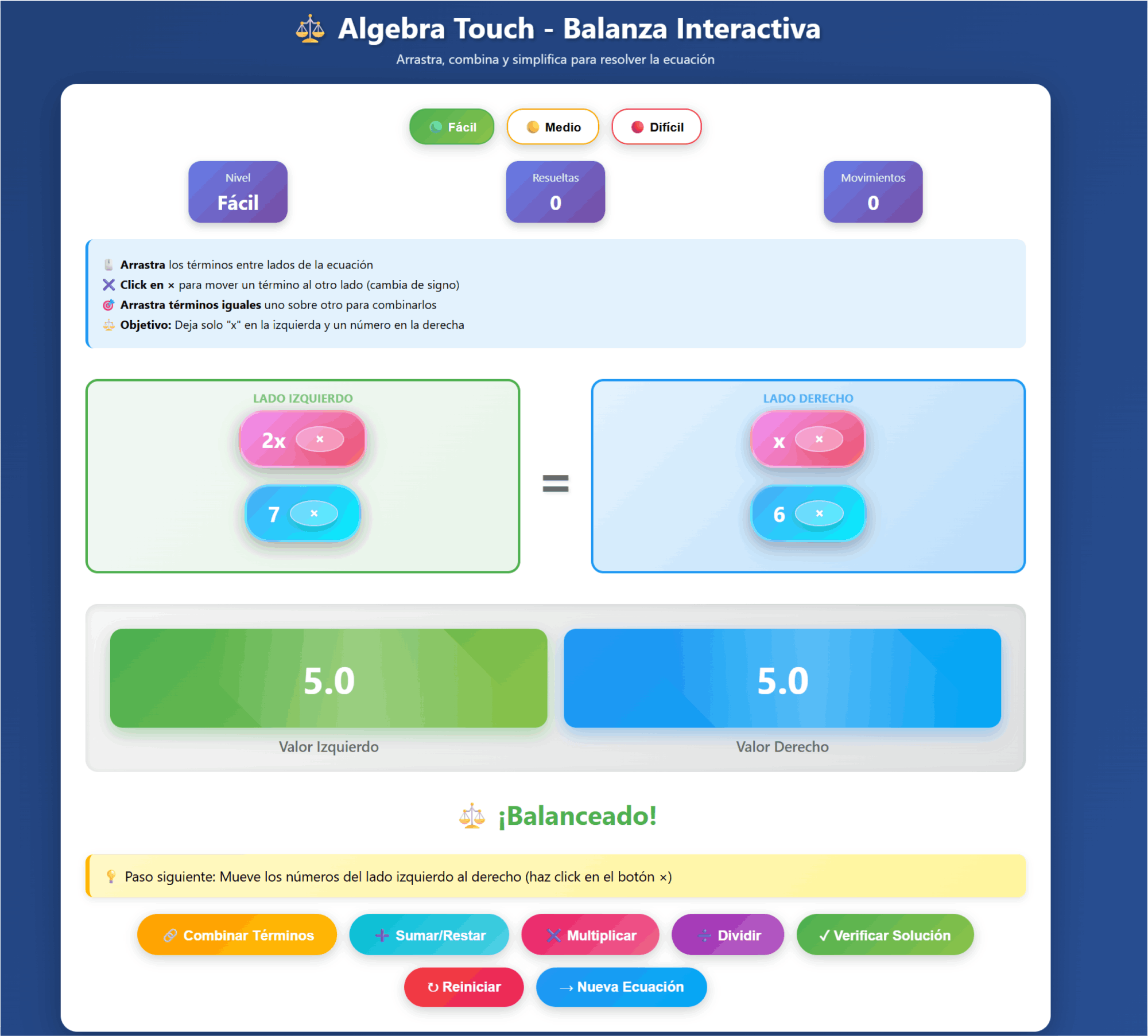 Balanza de ecuaciones