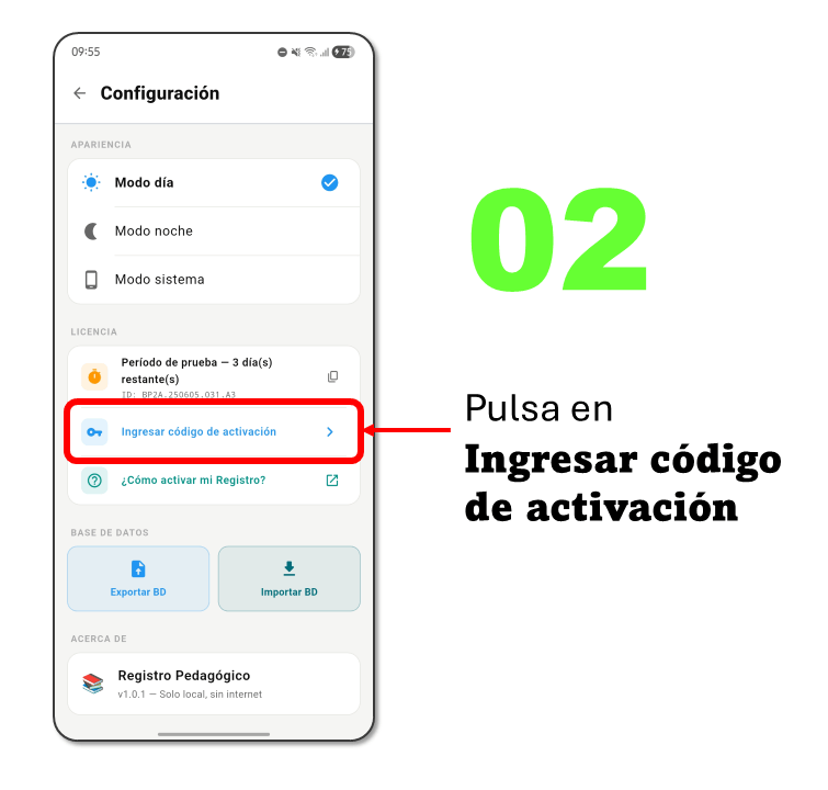 Activar Registro Pedagogico