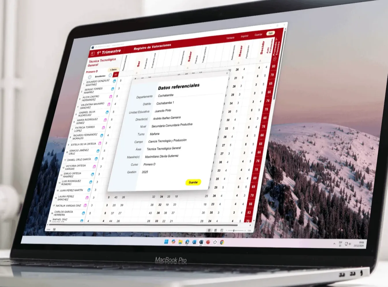 Registro pedagógico para celular